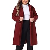Agnes Orinda Women's Plus Size Winter Coats Peter Pan Collar Single Breasted with Pockets Long Trench Coats
