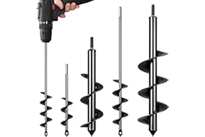 HQAUT 4 Pack Auger Drill Bit for Planting, Garden Auger Spiral Drill Bit, Bulb Planter Tool for Bedding Plants Tulip Digging Holes (1.6"x8.7", 2"x14.6", 2.8"x11.8", 4"x15.8")