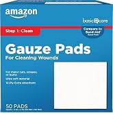 Amazon Basic Care Gauze Pads, 4x4" Sterile Medical Wound Dressing Sponges, 12-Ply, Extra Absorbent, 50 Count, 1-Pack