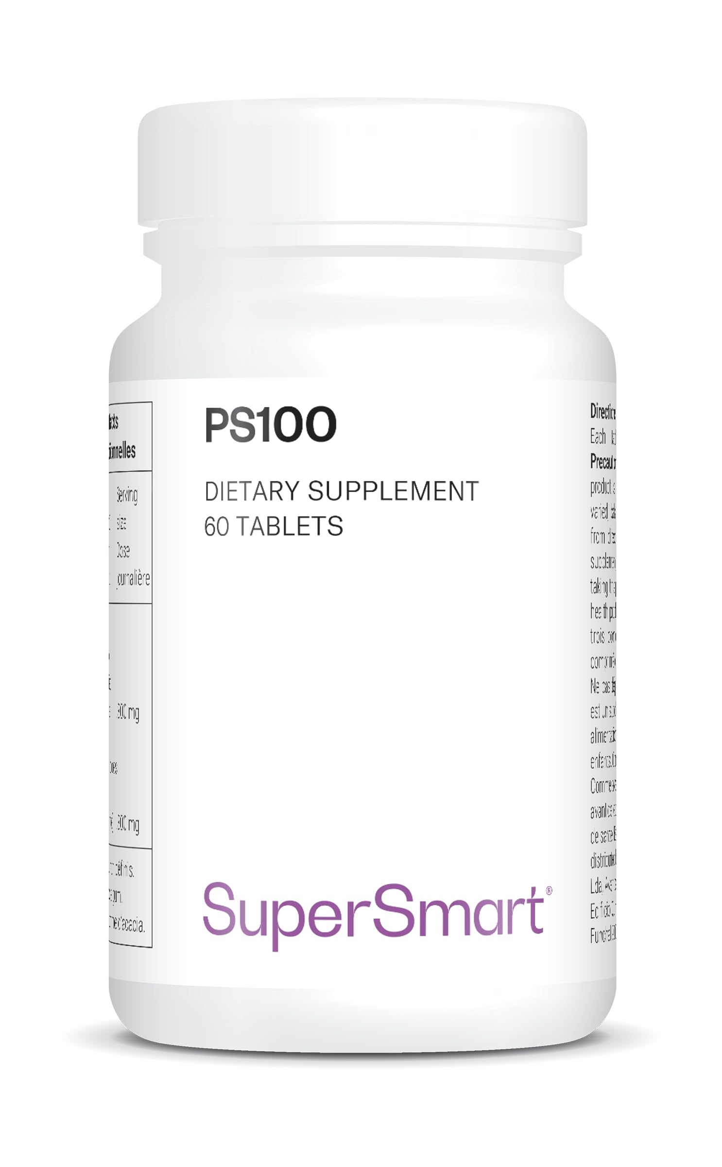 PS 100 - Supports Learning, Memory, and Concentration - Phospholipids Standardized to 20% Phosphatidylserine (PS) - Non-GMO - Supersmart