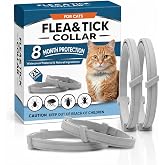 PDKIVFI Flea and Tick Collar for Cat, Tick Collar for Cats, Cat Flea Tick Collar, Flea Collar for Cats, Lasts Up to 8 Months, Cat Flea Collar for Indoor &amp; Outdoor Use, People/Pet Friendly, 4 Pack