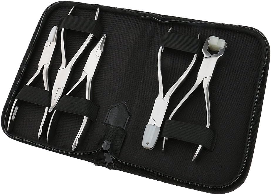 Sharplace Set of 5pcs Stainless Steel Optic Eye Glasses Optician Eyeglasses Frame Repair Optical Pliers Tools Kit with Black Pouch Bag
