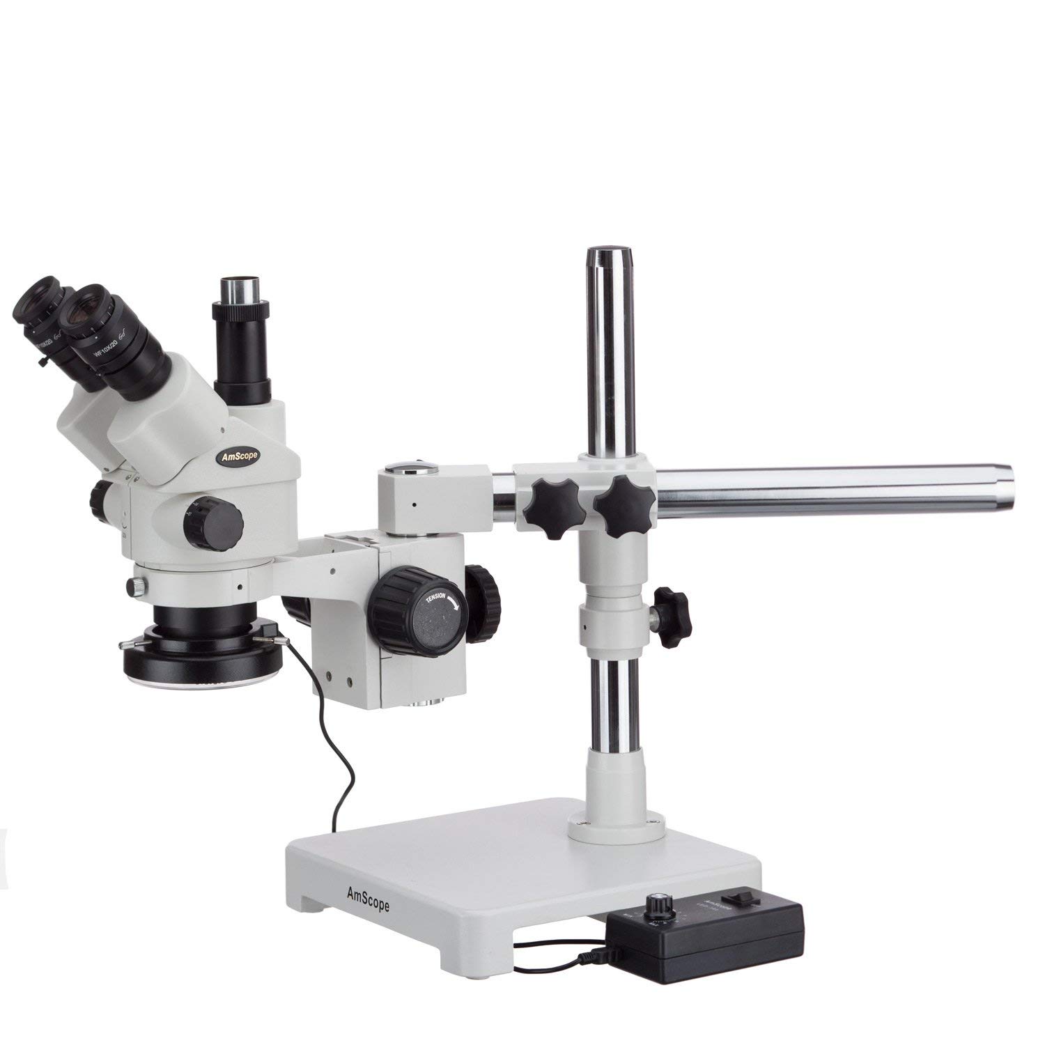 AmScope 3.5X-90X Microscopio estéreo con zoom bloqueable y focal simultánea con anillo de luz de 144 LED
