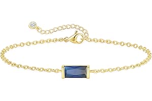 FUNEIA Birthstone Gold Bracelets for Women Non Tarnish Trendy Dainty 14K Gold Plated Bracelet Stack Stackable Blue Green May Emerald Friendship Bracelets Jewelry Gifts for Mom Best Friend