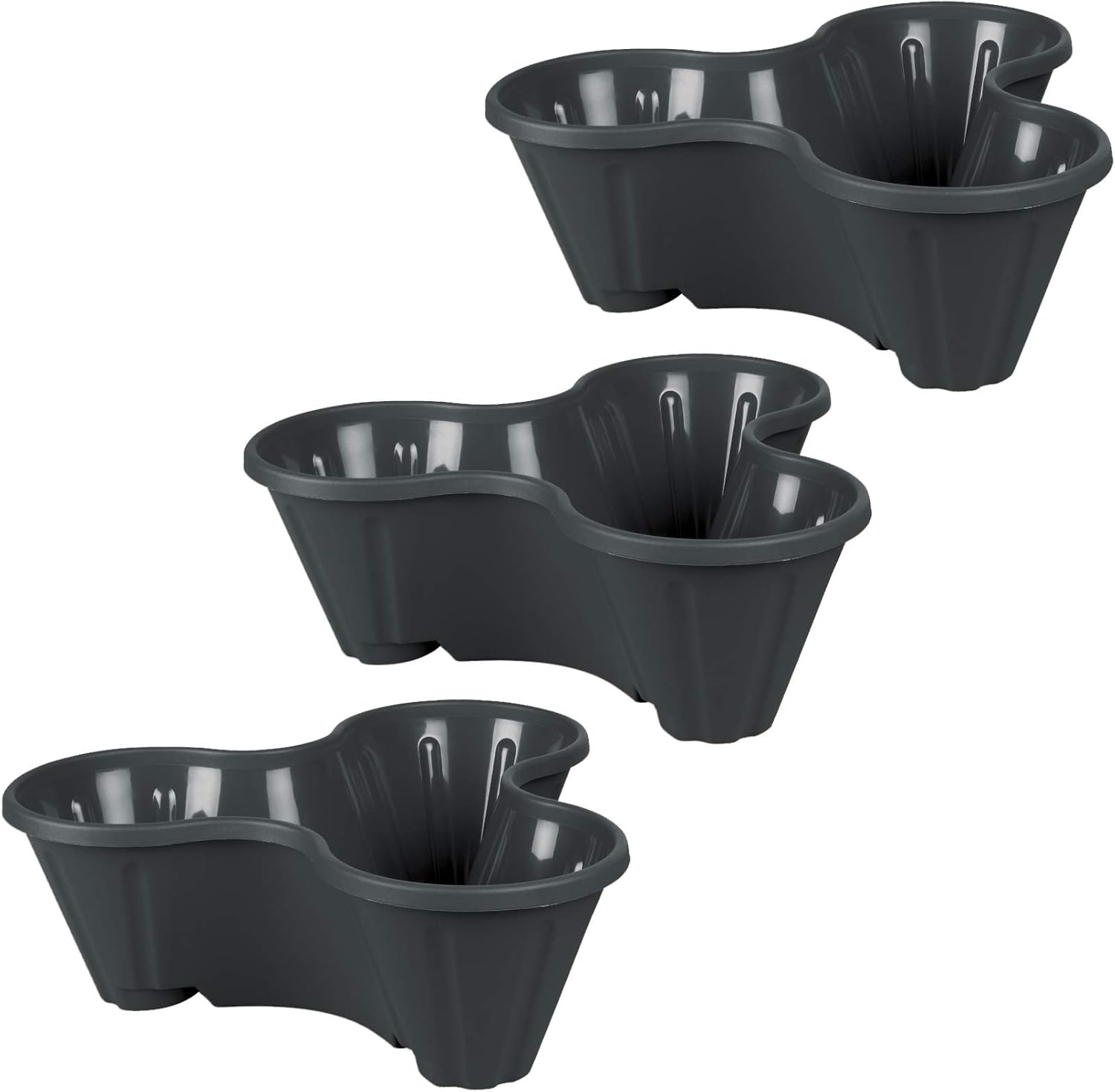 UPP Pflanzturm mit stapelbaren Pflanztöpfen | Vertikaler Garten mit 3 Etagen | Platzsparend für bis zu 9 Pflanzen & Kräuter [Anthrazit]