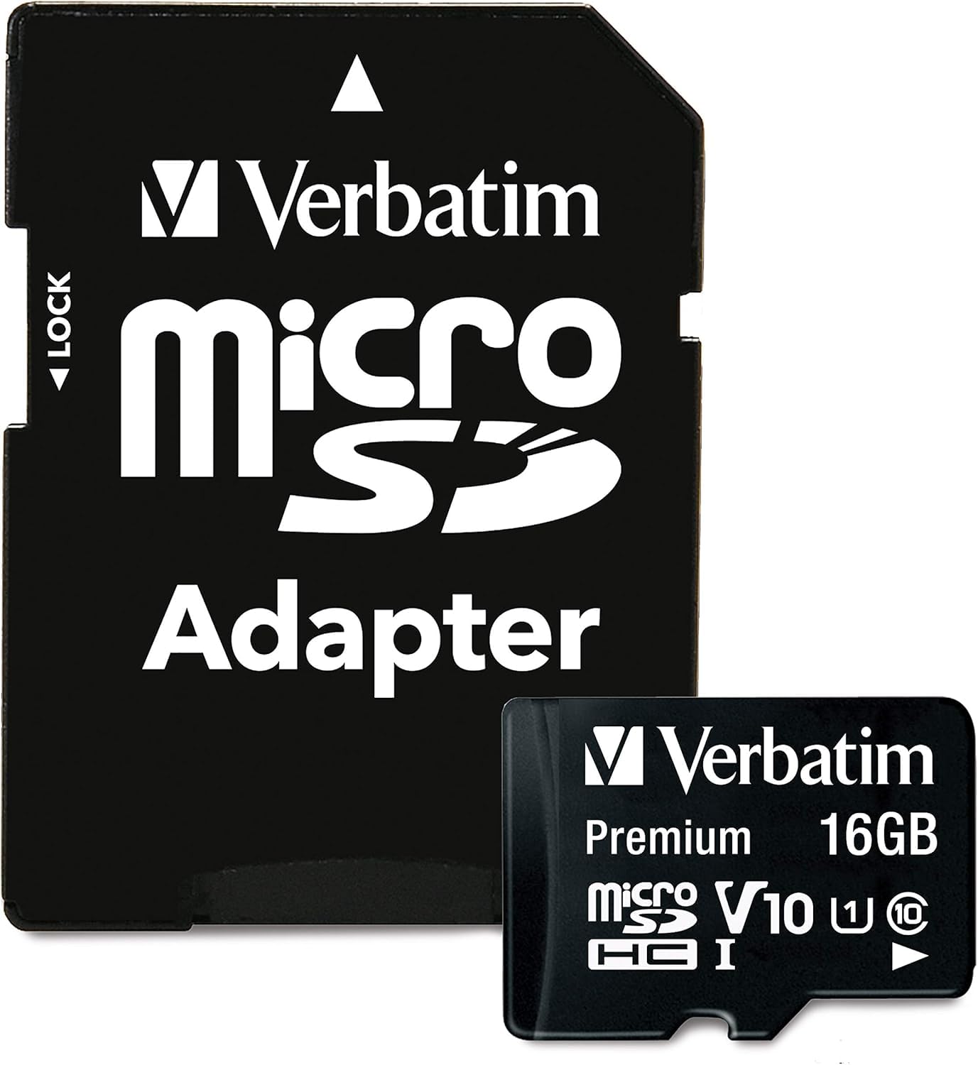 Verbatim Premium U1-16 GB microSDHC Memory Card, incl. Adapter, Class 10, up to 80 MB/s Reading Speed, black