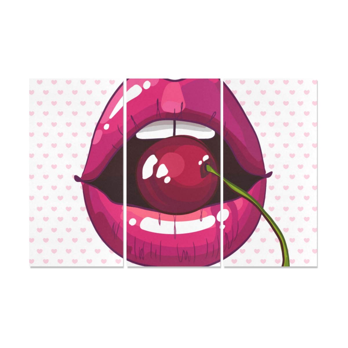 Amazon Com Ryuifi 3 Panel Decor Wall Art Cherry Lips Custom