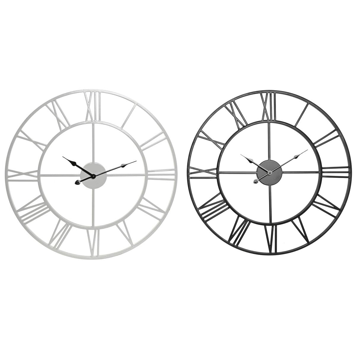 Home ESPRIT Wall Clock White Black Metal 60 x 3 x 60 cm (2 Units)