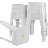 Sosody 12-Pack Commercial Plastic Stackable Stools, High Stool Chair Plastic, White