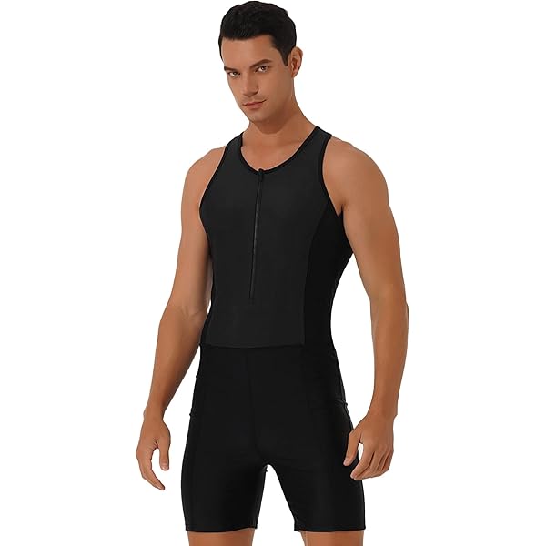 ジャケット・アウター YengYeng Mufeng Men's Shiny Metallic Full Body Unitard Jumpsuit Mock