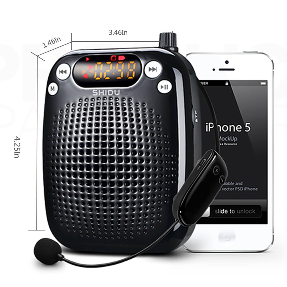 10W Wireless Voice Amplifier, Portable PA System Speaker with UHF Wireless Microphone Headset for Teachers, Tour Guides, Coacher, Singing, Training and Presentation