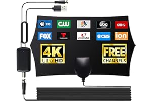 SYENGKKY TV Antenna, TV Antenna for Local Channels with 400+ Miles Range, 2024 Upgraded TV Antenna Indoor with Amplifier Signal Booster, TV Antenna for Local Channels, Support 4K 1080p All TVs, 16ft Coax Cable