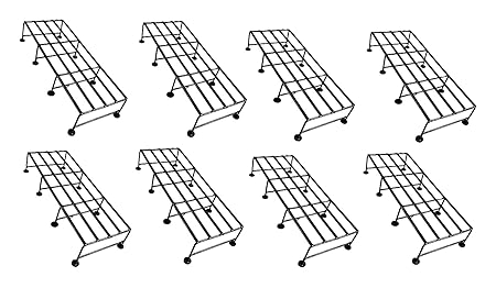 Green Touch Iron Indoor/Outdoor Flower Pot/Plant/Gamala Stand for Home Garden Balcony/Office/Company/Industries/Living Room/Hotel/Bar Decor (Black-Set of 8)