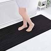 Buganda Memory Foam Bathroom Rug Mat 59x17, Extra Soft and Absorbent Bath Mats, Non-Slip and Machine Washable Bath Rugs for Bathroom Floor,Tub and Shower, Black