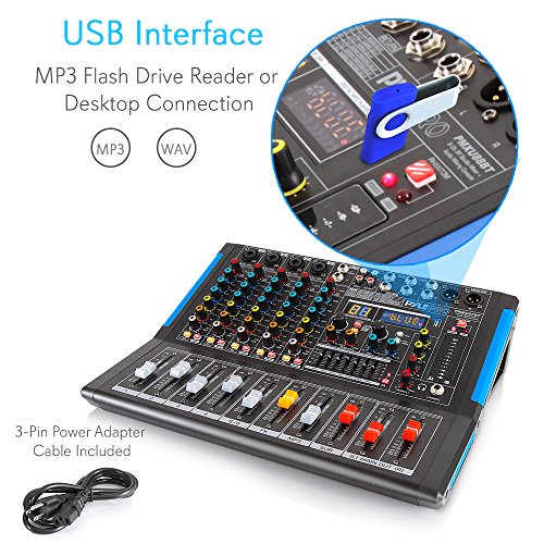 6Channel Bluetooth Studio Audio Mixer DJ Sound Controller Interface