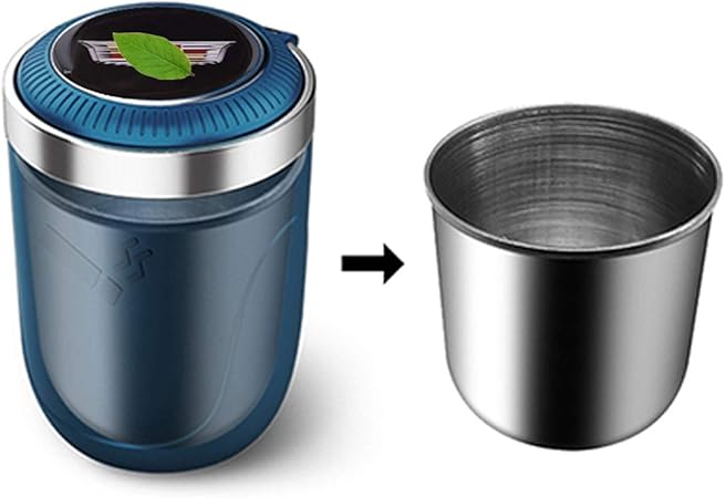 Amazon ロゴ入りの青いledライト付き蓋付きキャデラック金属ステンレス鋼灰皿のための多機能車の灰皿 カーインテリア収納ボックス Color Blue 灰皿 シガーライター 車 バイク