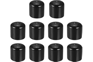 DMiotech 10 Pack 1 1/4" ID Black Screw Thread Protectors Rubber End Caps Bolt Covers for Screw Bolt Furniture Pipe