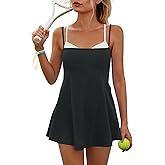 Yanekop Womens Tennis Dress with Built in Shorts and Bra Athletic Dresses Golf Outfits Spaghetti Strap Workout Dress