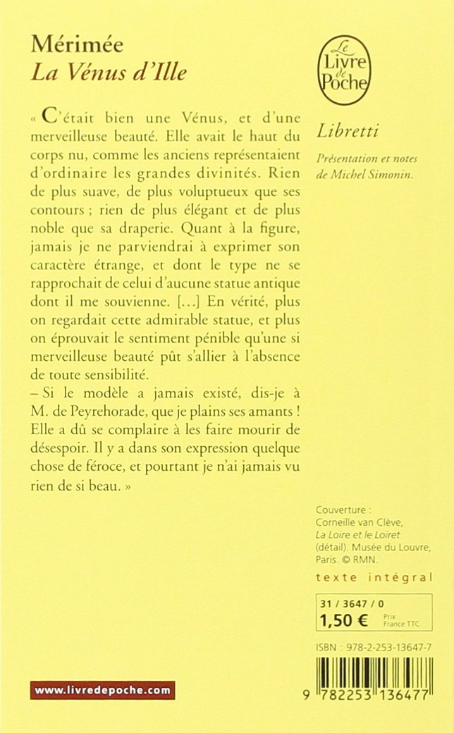 Amazon Fr La Venus D Ille La Partie De Trictac Merimee Prosper Simonin Michel Livres