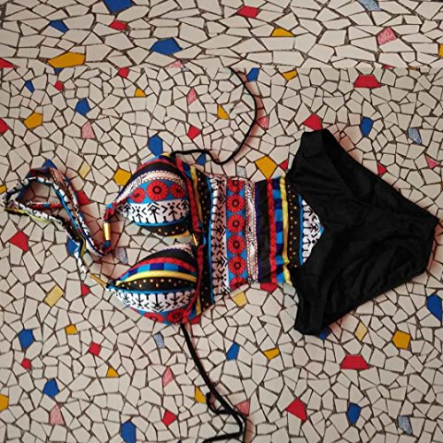 BCDshop Women New Bra Bikini Bohemia Printe One Piece Swimwear Swimsuit Bathing Suit (Hot Pink, L) - Thumbnail 2