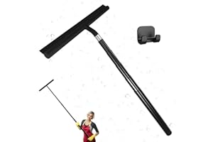 ZHIYUEJING Telescopic Black Shower Squeegee for Glass Doors, Tile Shower Walls, and Bathroom - 13.19x43.13 Inch - Includes Suction Hook, Ideal Squeegee for Shower Glass