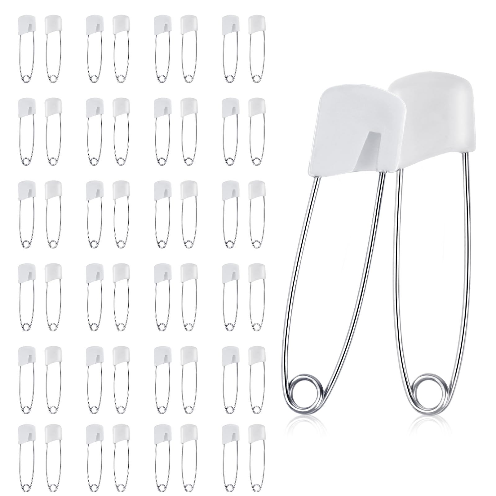 Photo 1 of Giantree 50 Pcs Safety Pins, Traditional & Diaper Pins Stainless Steel with Locking Closures (4CM)