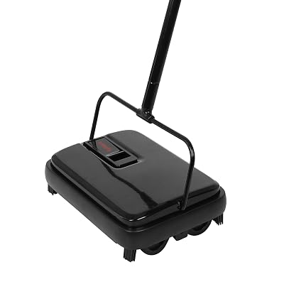 Eyliden Carpet Sweeper, Mini Size Lightweight Hand Push - No Noise, Non-Electric, Easy Manual Sweeping Only for Carpet Cleaning (Black)