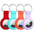 AirTag Holder AirTag Case Keychain Air Tag Holder, Silicone AirTags Key Ring Cases Tags Chain Apple GPS Item iTag Finders Accessories 4 Pack