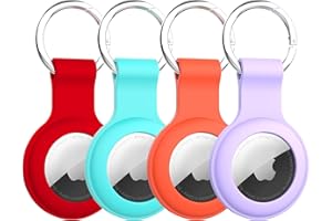 HATALKIN AirTag Holder AirTag Case Keychain Air Tag Holder, Silicone AirTags Key Ring Cases Tags Chain Apple GPS Item iTag Finders Accessories 4 Pack