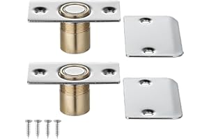 JQK Closet Magnetic Door Ball Catch Hardware, 430 Stainless Steel Catch Adjustable with Strike Plate, Polished Steel Finish 2 Pack, HBC120-BN-P2