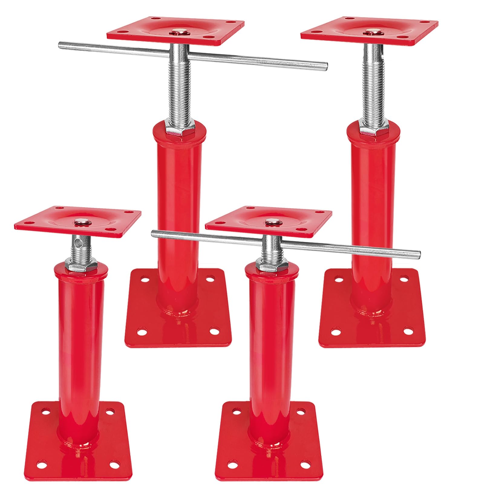 Photo 1 of 4 Pack Adjustable House Floor Jacks, 11"-16" Height Range Jack Post for Leveling, 3-5 Ton Lod Capacity Heavy-Duty Basement Support Screw Jack for House Foundation, Stairs, Porches, Roof Beams, Red