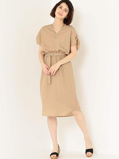 Amazon Co Jp ユナイテッドアローズ グリーンレーベル リラクシング Cs ダンガリーツイル Vネック ワンピース レディース ベージュ 23 Free 服 ファッション小物