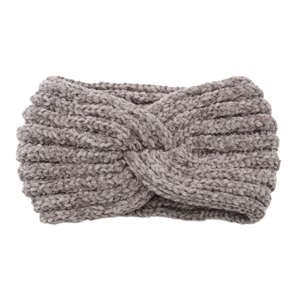Lurrose Knitted Headband Cross Sports Headwrap Warm Woolen Yarn Hair Hoops for Women Girls