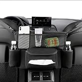 JEYODA Car Handbag Holder Between Seats Suede Large Capacity Car Purse Holder Automotive Consoles &amp; Organizers for Document Phone Storage Car Organizer(1925-style 2 black)