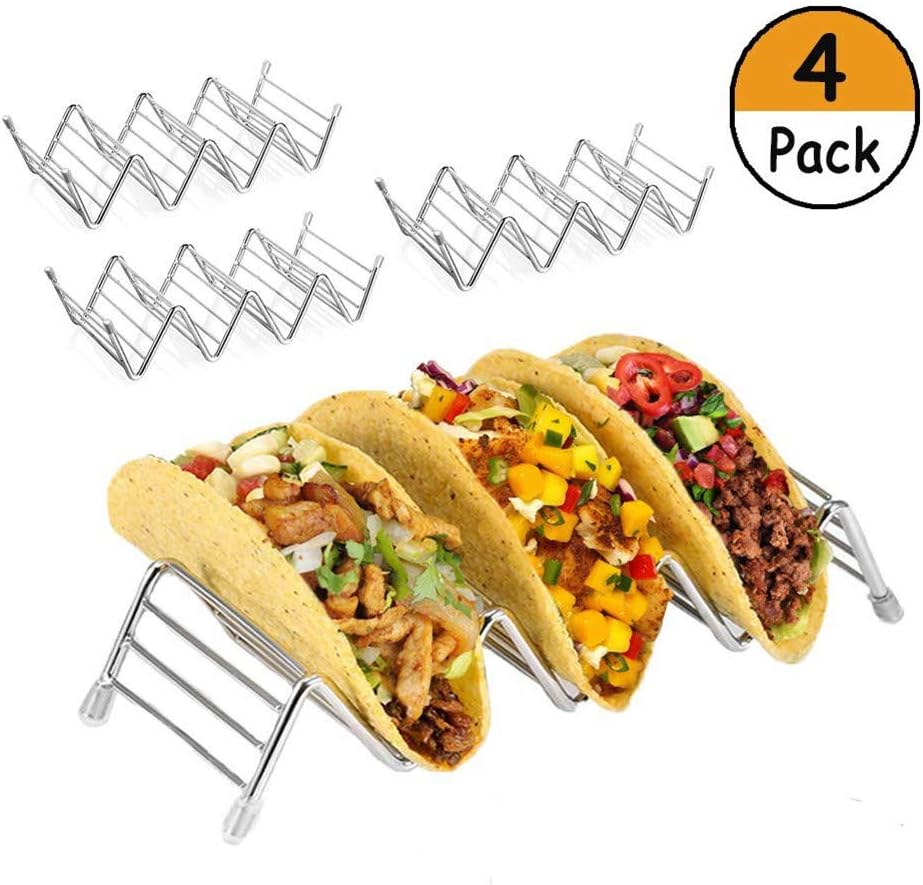 Taco Holder Stand, Taco Rack Shells, 4 Pack Premium 304