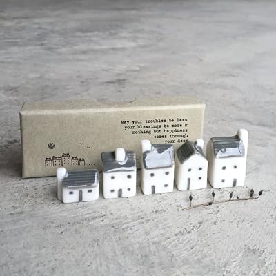East of India Porcelain Mini Houses Gift Boxed Thinking of You