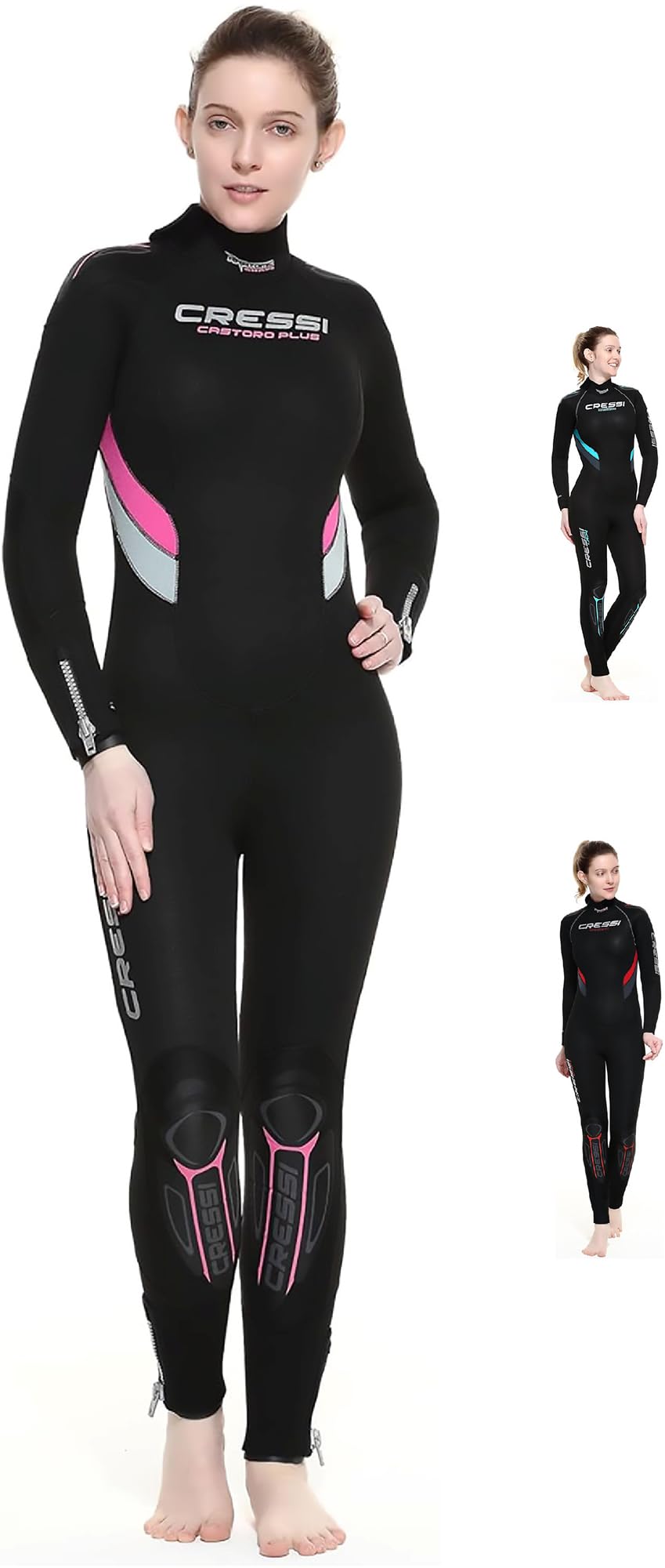 Cressi Castoro Lady Modular Wetsuit - Black/Pink, X-Small/Size1