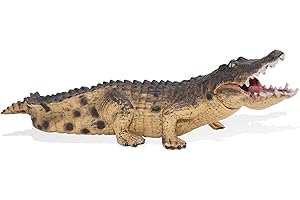 Gemini&Genius Crocodile Animal Action Figure Toy with Moveable Jaw, Alligator Wild Life Zoo Animal Toy Figure for Kids Educational, Cake Toppers, Party Supplies