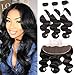 Grace Plus Hair Brazilian Body Wave 3 Bundles with Frontal Ear to Ear Lace Frontal Closure with Bundles Brazilian Hair with Closure Human Hair Extensions Lace Frontal with Baby Hair (16 18 20+14)