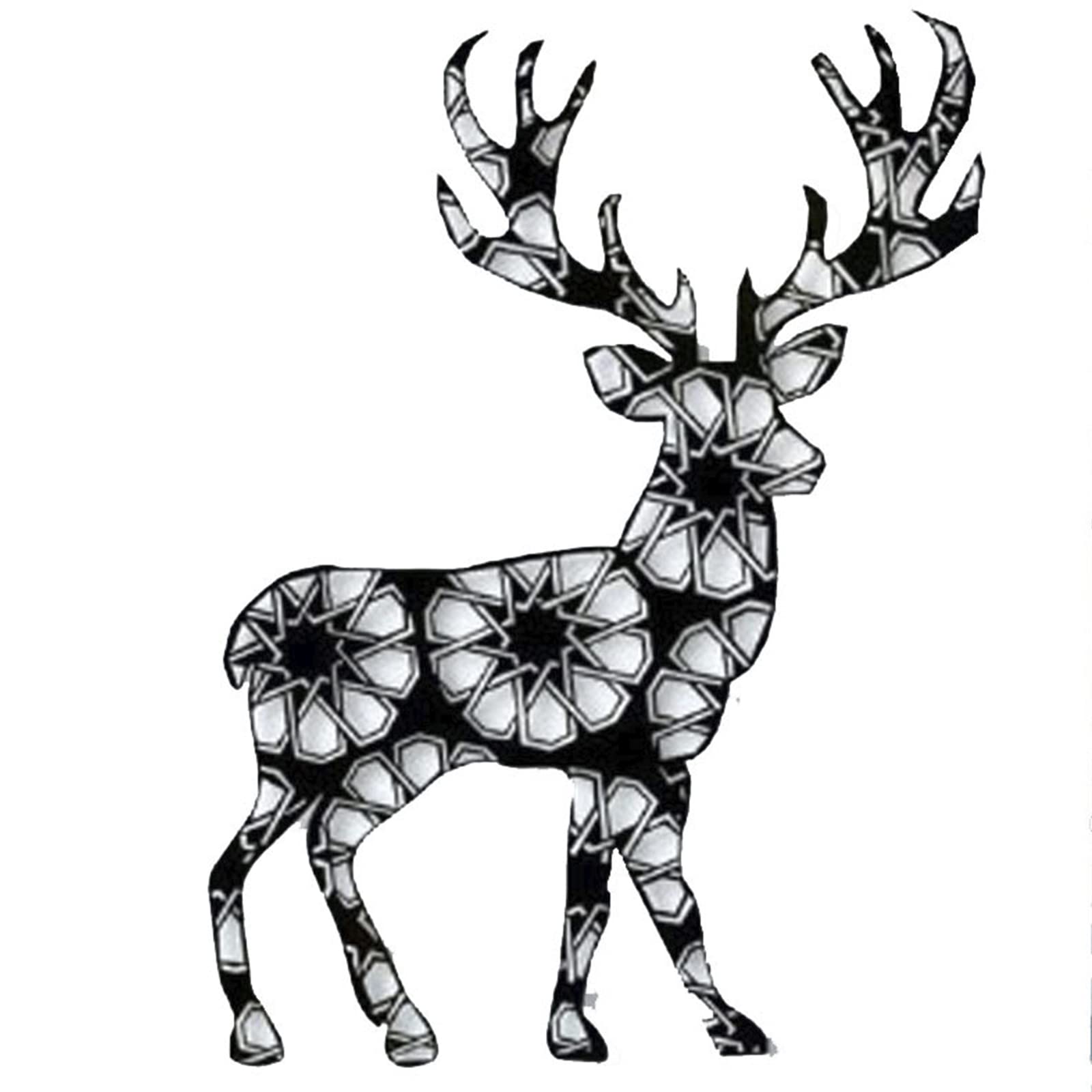 Hosoncovy Geometric Deer Metal Wall Art Decor，Iron Deer Wall Art Animal Wall Plaque Wall Hanging Decoration for Home or Garden Decor