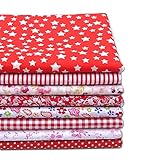 KINGSO 8PCS Cotton Fabric Bundles Quilting Sewing Patchwork Cloths DIY Craft 19.7x19.7inch Red Series