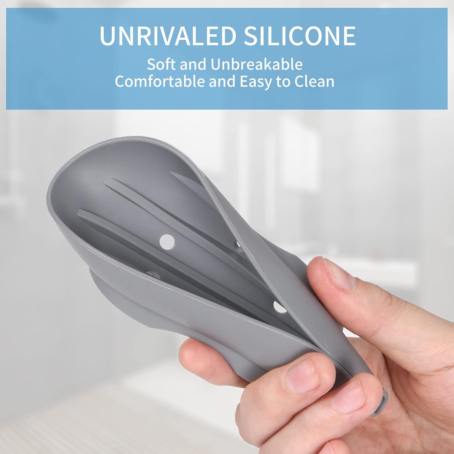 Bathroom Soap Dishes Dish Holder Stand Saver Tray Case for Shower-Silicone Rubber Drainer Dishes for Bar Soap Sponge Scrubber Bathroom Kitchen Sink-Dishwasher Safe-Drains Water,Extends Soap Life,Gray: Home & Kitchen
