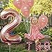 Rose Gold Number 2 Balloon for Birthday - Large 40 Inch | Rose Gold Latex Balloons Pack of 7 | 2nd Birthday Balloons Decorations for Girl | Mylar Number 2 Rose Gold Balloon for Second Birthday Decor