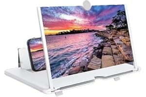 DYMICBIT 10" Screen Magnifier Amplifier,3D HD Mobile Phone Magnifier Projector Screen for Movies,Videos,and Gaming.Foldable Mobile Phone Holder with Screen Magnifier,Supports All Smartphones (White)