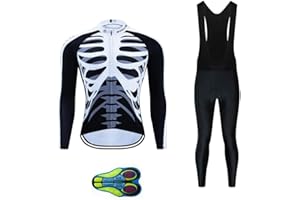 MOXILYN Cycling Jerseys Men Set Bike Clothing for Men Long Sleeve Bike Jacket and Cycling Bibs Pants with 20D Gel Pad