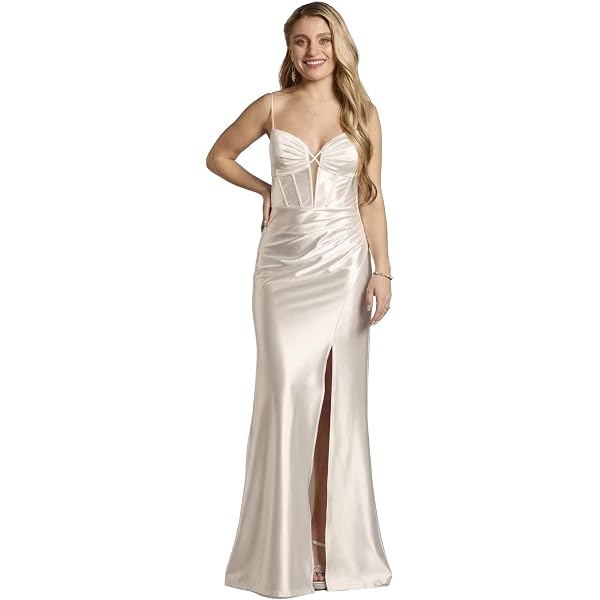 silver bridesmaid dresses david's bridal Ruched Plunging Neck Empire Cape Sleeve Wedding Dress