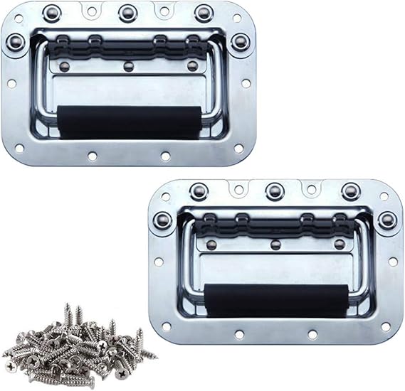 VinBee 2 Pack Medium Spring Loaded Recessed Handle, Zinc Spring Loaded Speaker Handles