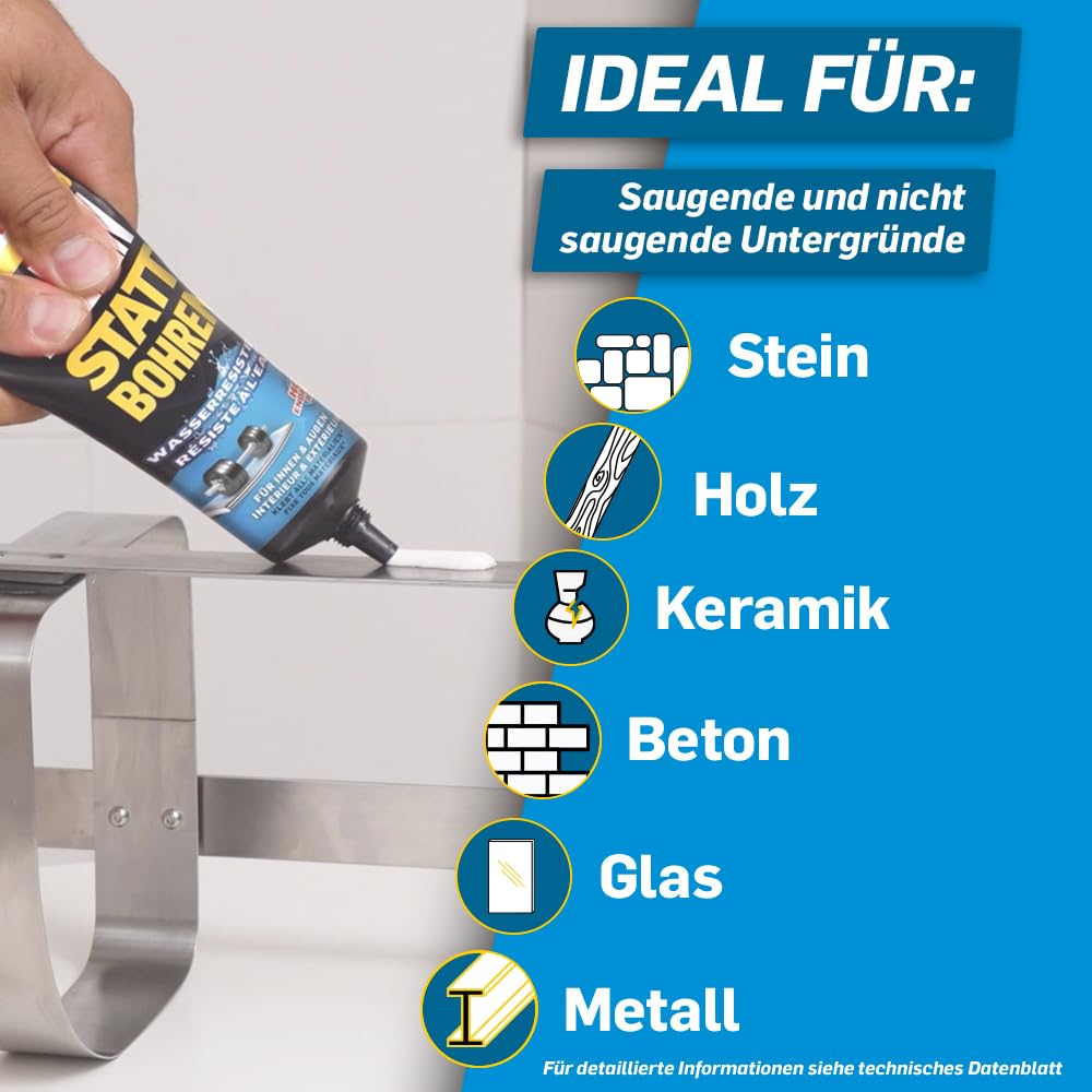 Pattex Montagekleber Kleben statt Bohren Wasserresistent, Kraftkleber für innen & außen, universell einsetzbarer Baukleber, Kleber mit hoher Festigkeit, 1 x 340g 3