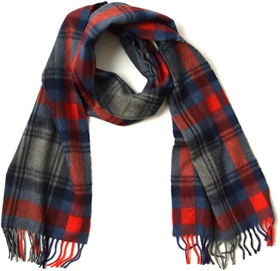 Amazon イルビゾンテ Il Bisonte 14aw New Collection タータンチェック ウールマフラー One Red Blue ストール マフラー 通販