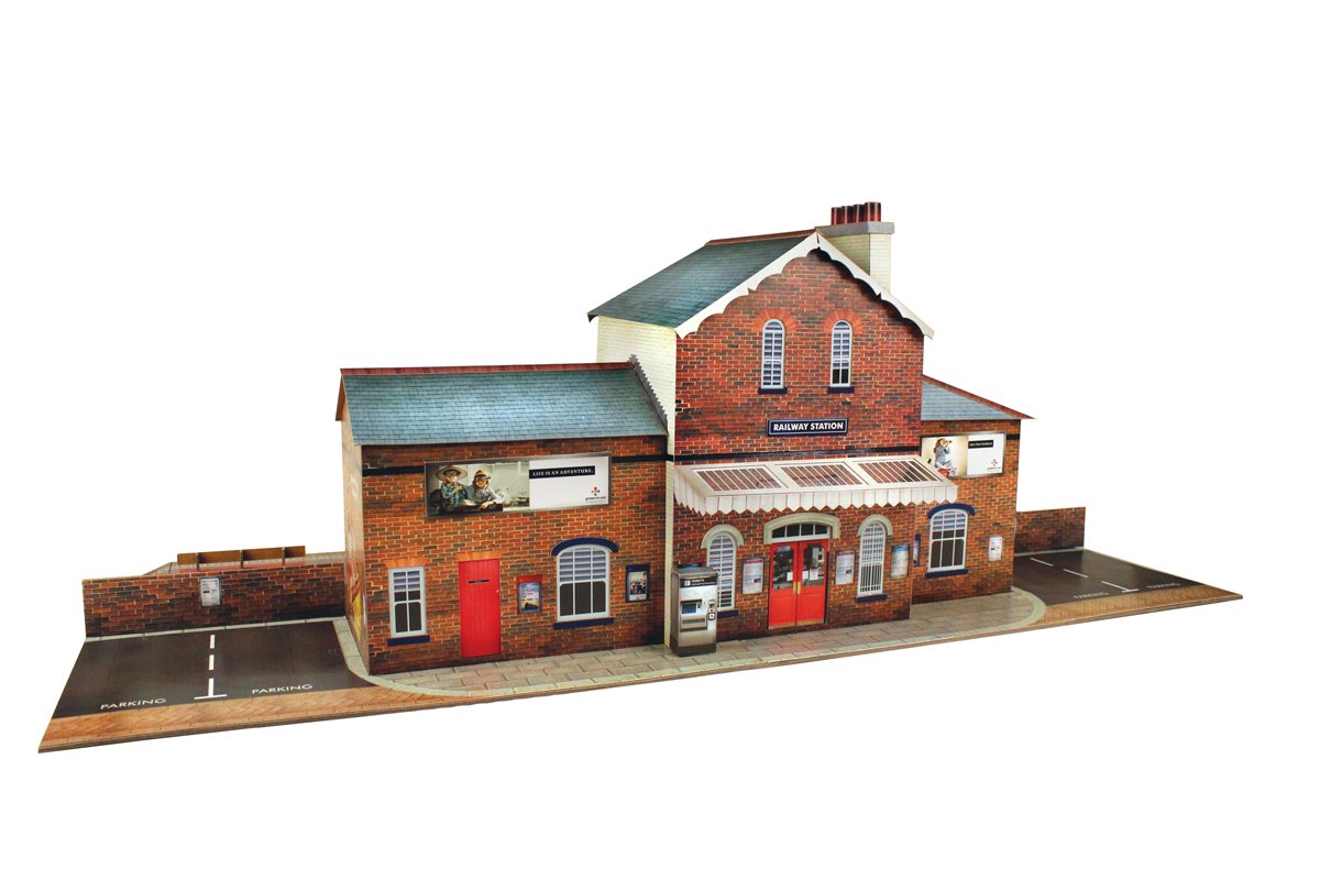 The CityBuilder O Gauge 148 Scale Railroad Station Cardboard Model